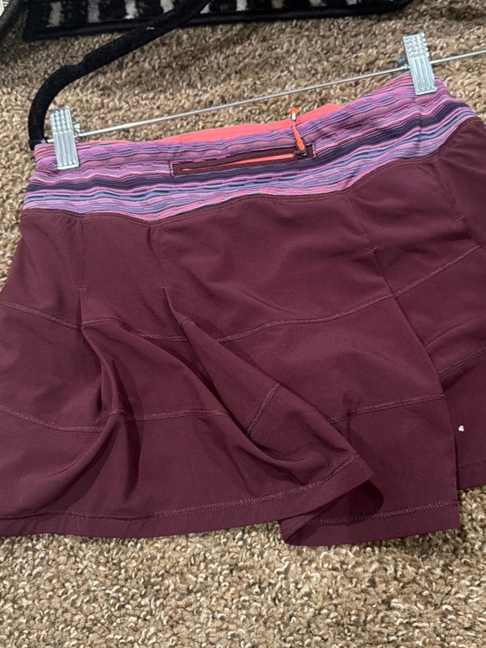 lululemon athletica Maroon Skort with Pink-Striped Waistband
